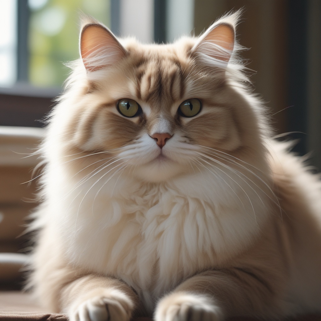 Cute fluffy cat sitting peacefully